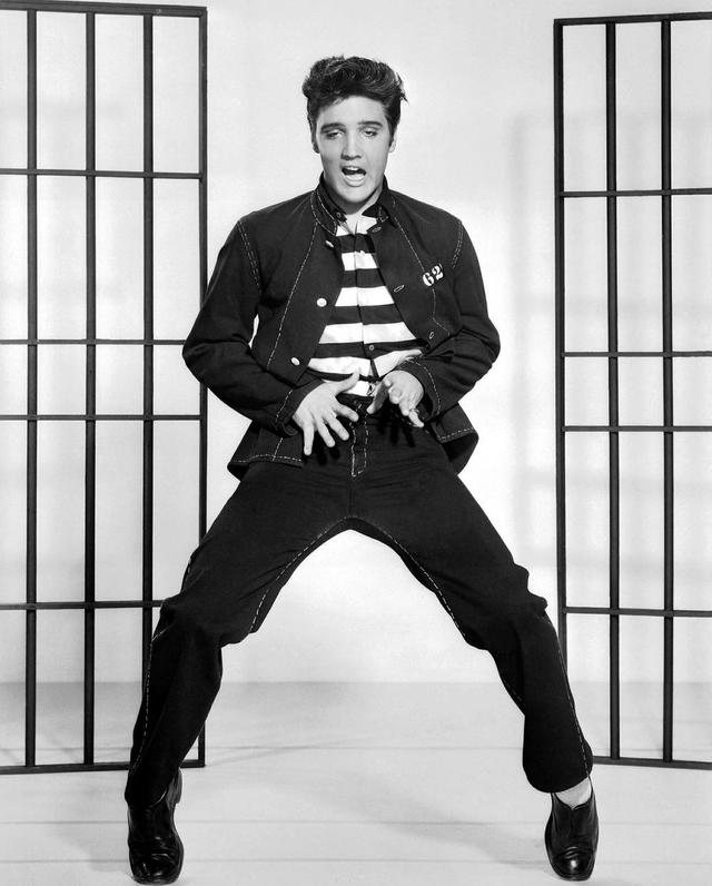 Promo-Aufnahmen für den Film "Jailhouse Rock" mit Elvis.