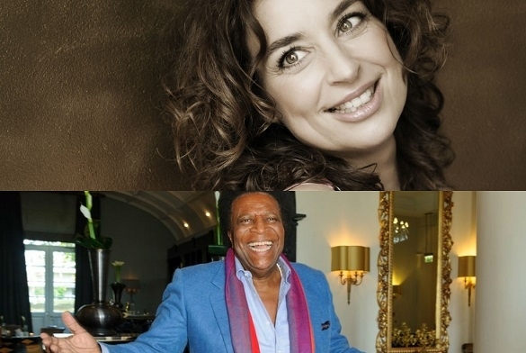 Im „Glam Shot“-Kalender zeigt sich Roberto Blanco als lustiger Clown. Isabel Varell präsentiert sich ganz in schwarz. Isabel Varell Roberto Blanco Kalender