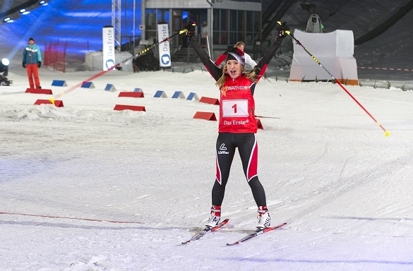Oli Pocher hatte keine Chance: Stefanie Hertel holte sich gestern Abend den Sieg gegen den Comedian. Stefanie Hertel Star Biathlon