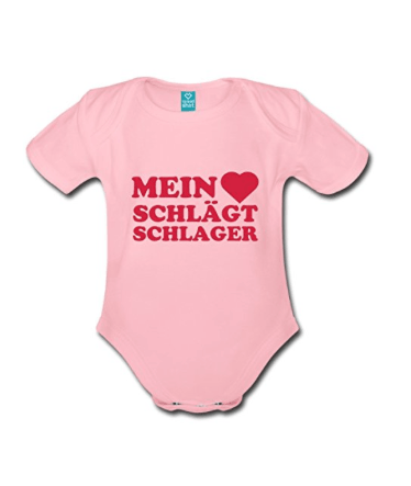 Spreadshirt „Mein Herz Schlägt Schlager“ Baby Bio-Kurzarm-Body