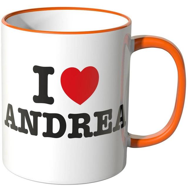 Wandkings® Tasse mit Spruch: „I LOVE ANDREA“ in Orange