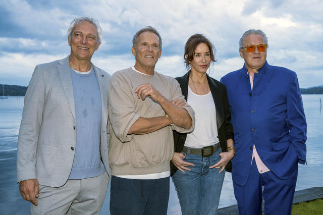 Matthias Helwig, Christian Tramitz, Katharina Müller-Elmau und Michael Brandner bei der Premiere von zwei neuen Folgen der ARD-Vorabendserie Hubert ohne Staller 