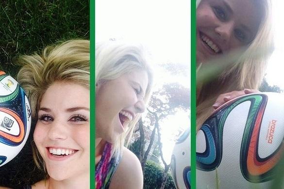 Beatrice Egli freut sich über den Start der Fußball-Weltmeisterschaft 2014. Beatrice Egli WM-Start