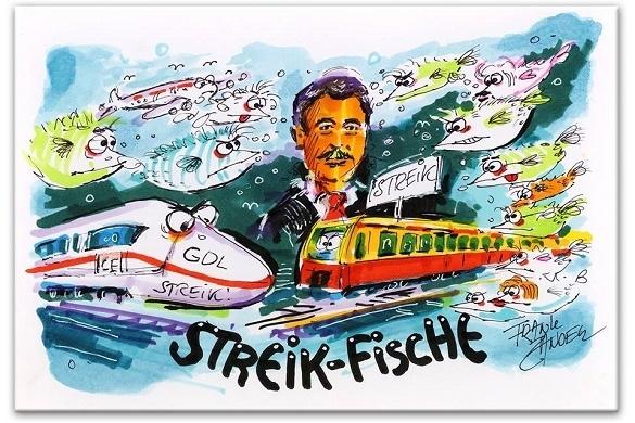 Die Malerei von Frank Zander entstand im Rahmen einer Aktion der Berliner Zeitung. Frank Zander Streik-Fische