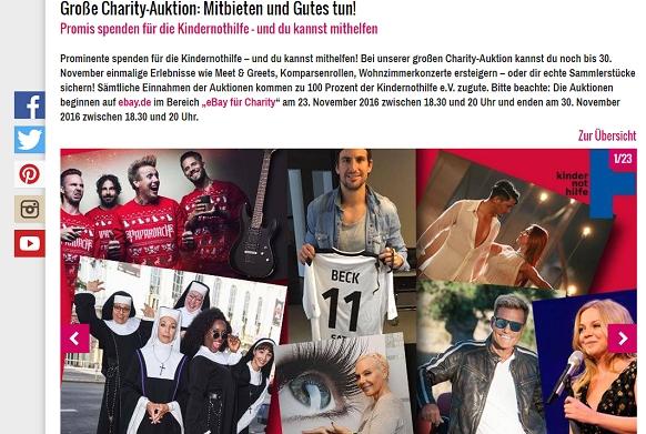 Für die Kindernothilfe e.V. versteigern die Prominenten Treffen, Konzerttickets und viele weitere tolle Fan-Momente. Kindernothilfe e.V. Charity Auktion