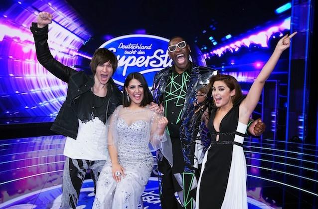 Die „DSDS“-Finalisten stehen fest. V.l.: Alexander Jahnke, Duygu Goenel, Alphonso Williams und Maria Voskania.