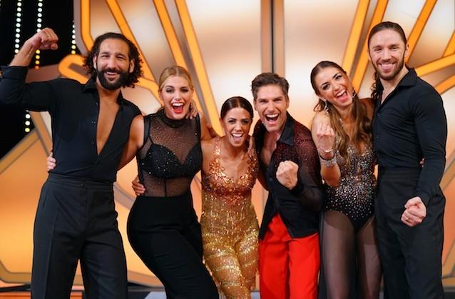 Wer wir der Sieger der RTL-Tanzshow? Vanessa Mai hat gute Chancen. Diese drei Paare stehen im Finale am 09. Juni 2017. V.l.: Massimo Sinató und Angelina Kirsch, Vanessa Mai und Christian Polan