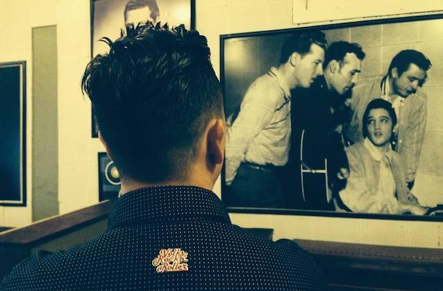 Andreas Gabalier vor dem Bild des «Million Dollar Quartet» im Aufnahmeraum der Sun Studios. 1956 nahmen hier (v.l.n.r.) Jerry Lee Lewis, Carl Perkins, Elvis Presley und Johnny Cash gemeinsam eine Jam-Session auf. Andreas Gabalier vor dem Bild des «Million Dollar Quartet» im Aufnahmeraum der Sun Studios. 1956 nahmen hier (v.l.n.r.) Jerry