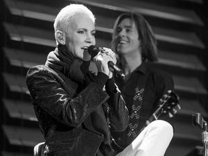 Marie Fredriksson und Per Gessle als Roxette in Dresden im Jahr 2015. 