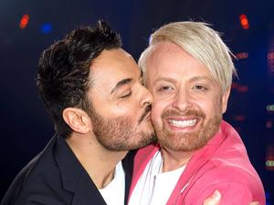 Giovanni Zarrella und Ross Antony während der ARD-Show „Alle singen Kaiser - Das große Schlagerfest“ am 16.03.2019 in der media city Leipzig. 