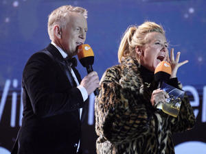 Johannes B. Kerner und Andrea Kiewel bei der Silvestershow am Brandenburger Tor, 31.12.2022