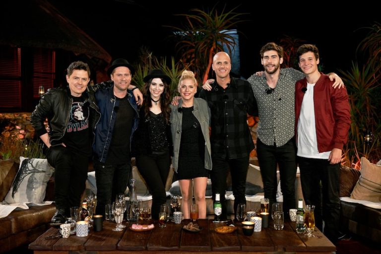 V.l.: Michael Patrick Kelly, Johannes Oerding, Jennifer Haben, Jeanette Biedermann, Milow, Alvaro Soler und Wincent Weiss.