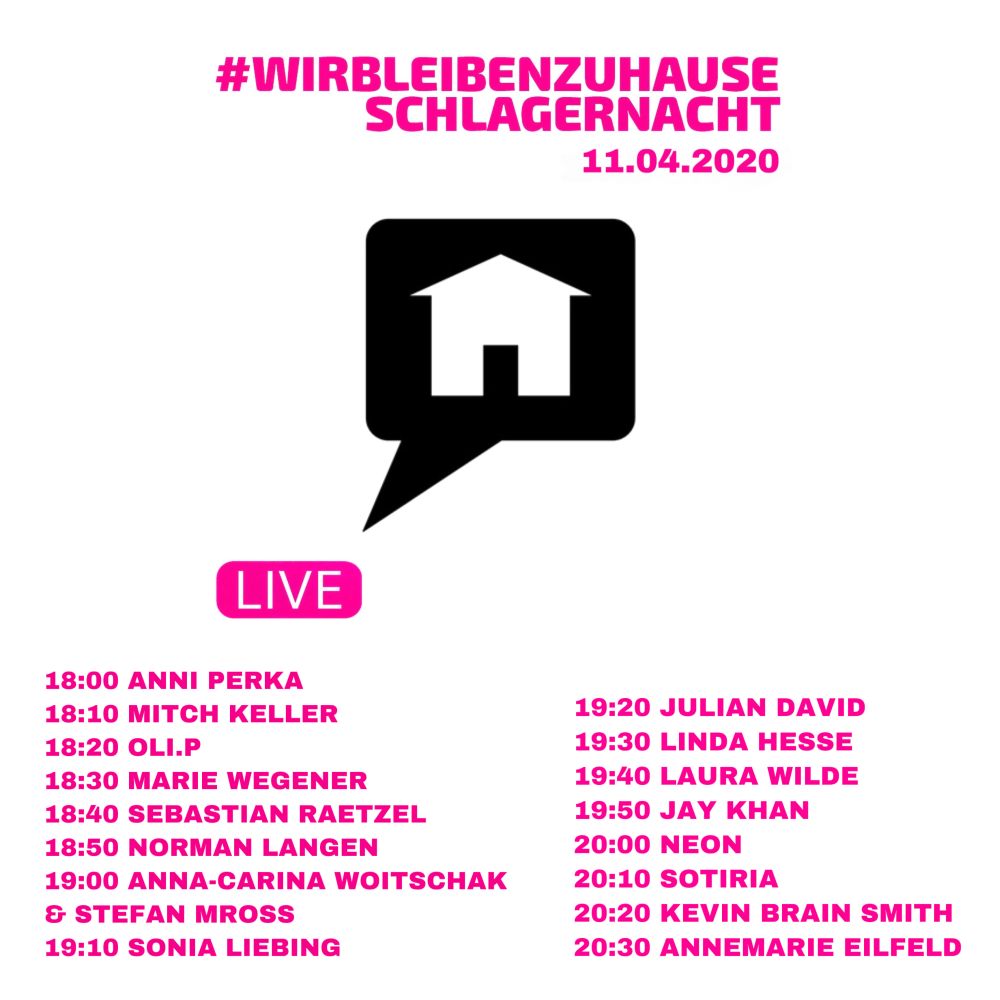 Künstler der 2. #WirBleibenZuhauseSchlagernacht