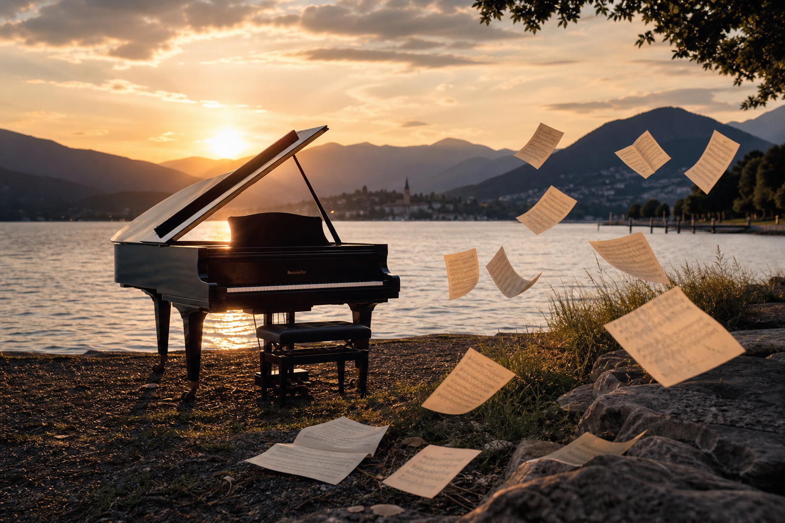 Symbolbild: Flügel am Wörthersee bei Sonnenuntergang