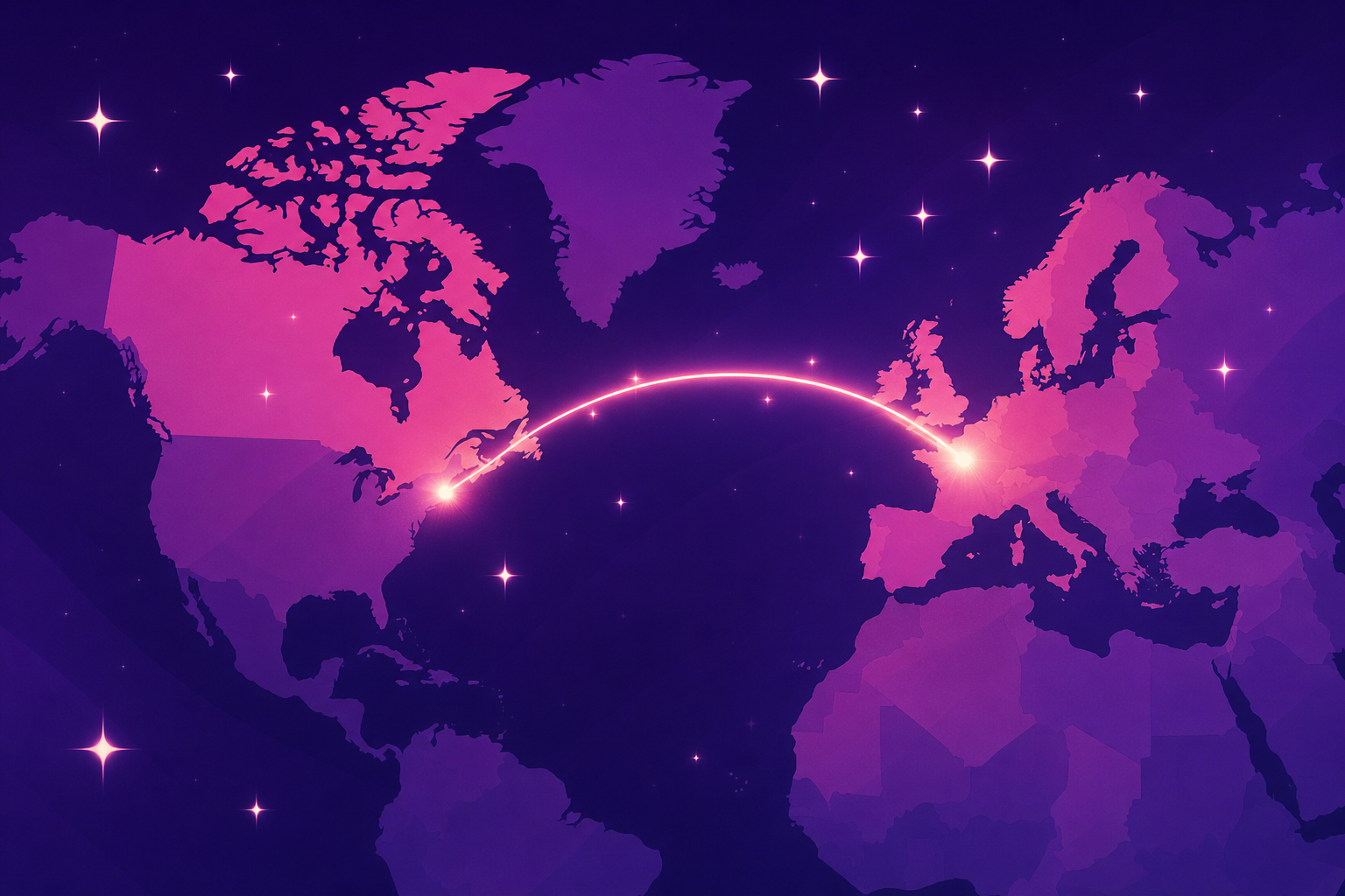 Symbolgrafik zur Eurovision-Teilnahme Kanadas mit Verbindung zwischen Kanada und Europa