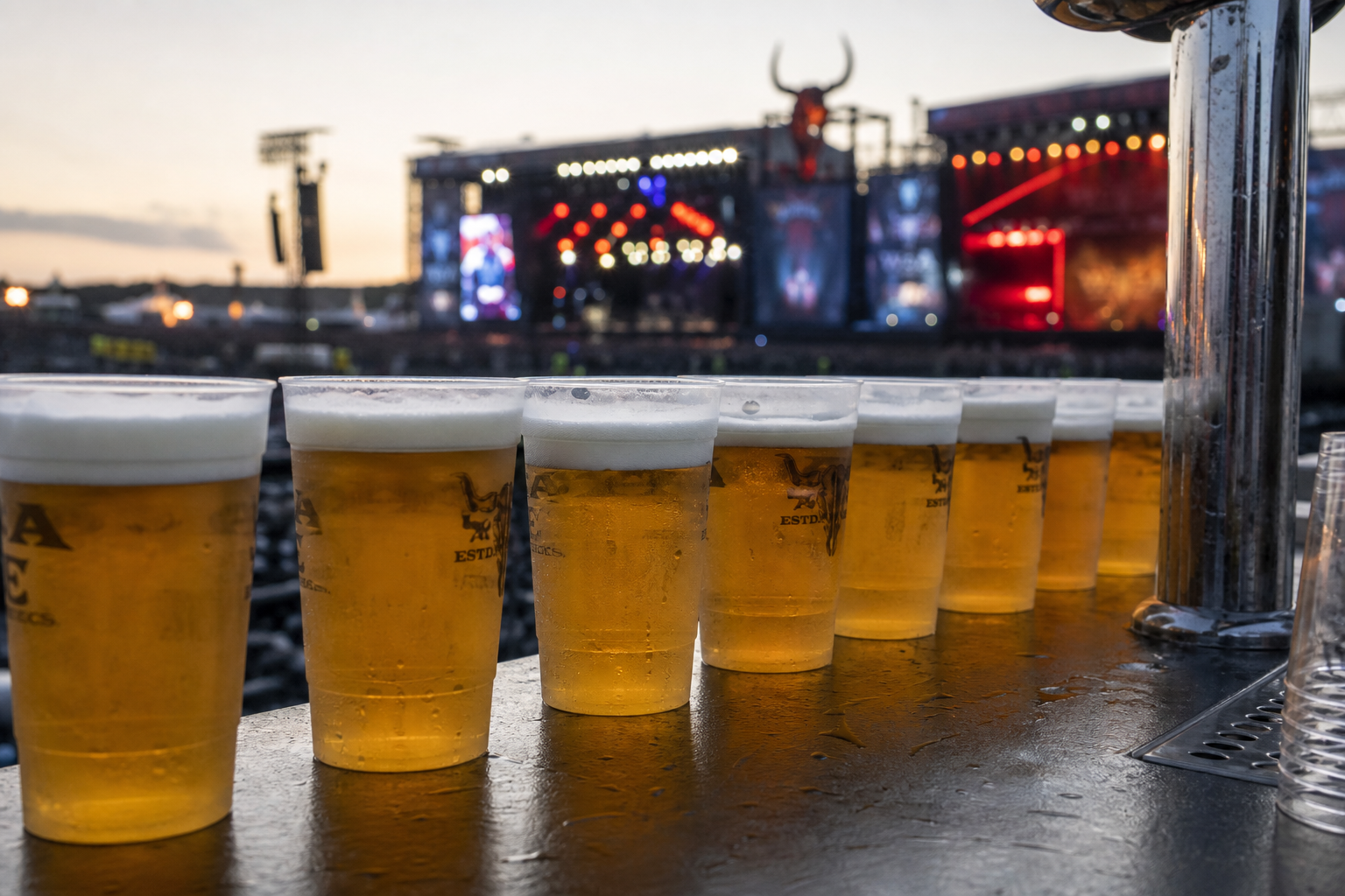 Bierbecher auf einem Ausschanktresen beim Wacken Open Air (Symbolbild)