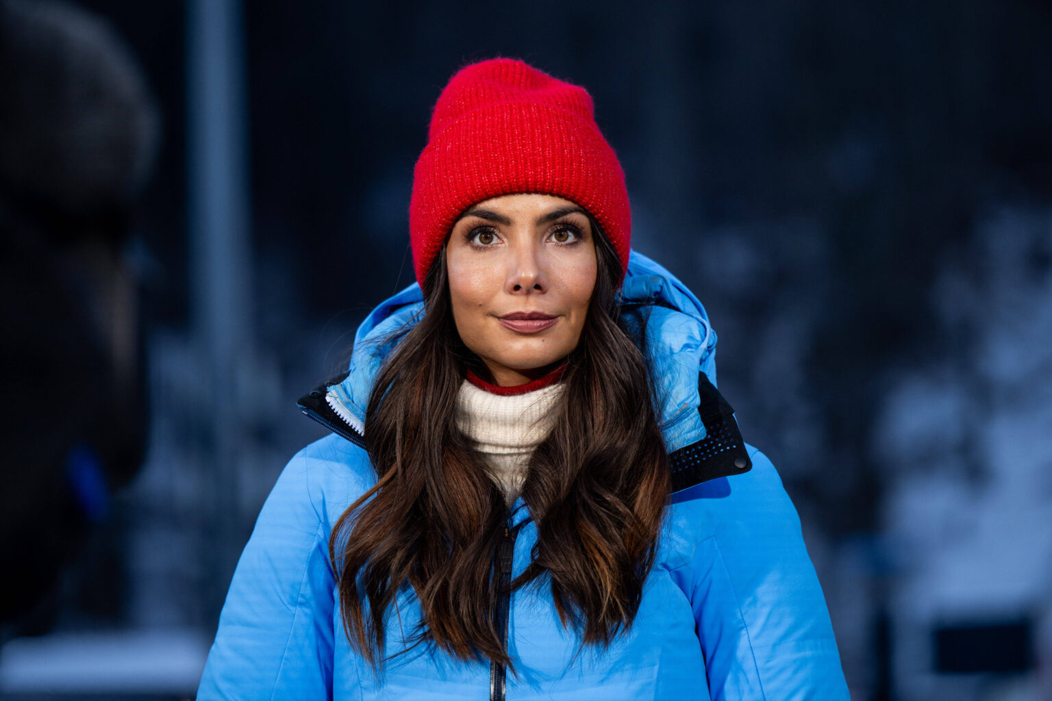 Lea Wagner, ARD-Sportschau-Moderatorin, bei der Skiflug-Weltmeisterschaft in Oberstdorf