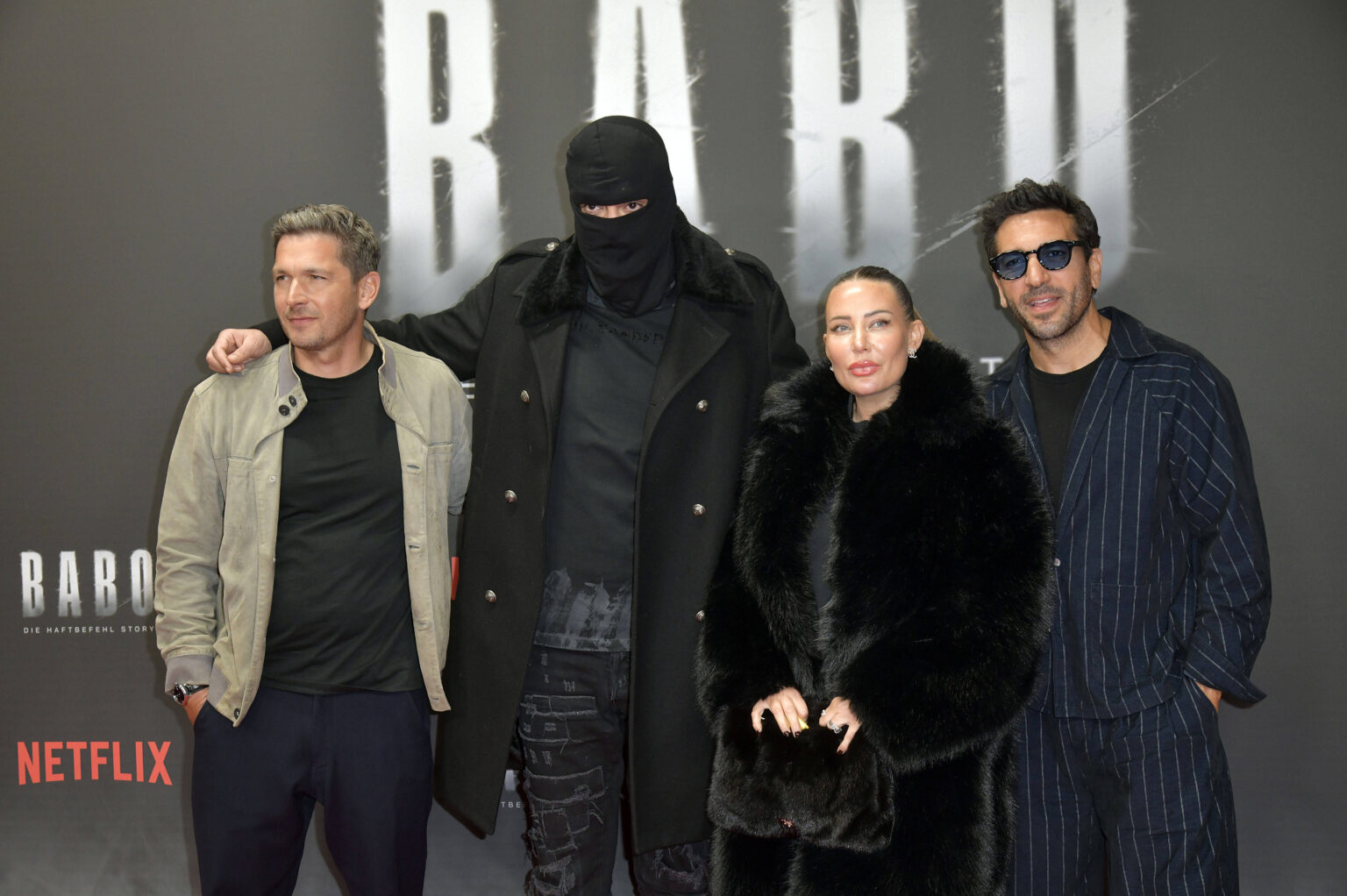Nina Anhan, Haftbefehl, Elyas M'Barek und Paco-Luca Nitsche bei der Babo-Premiere in Berlin