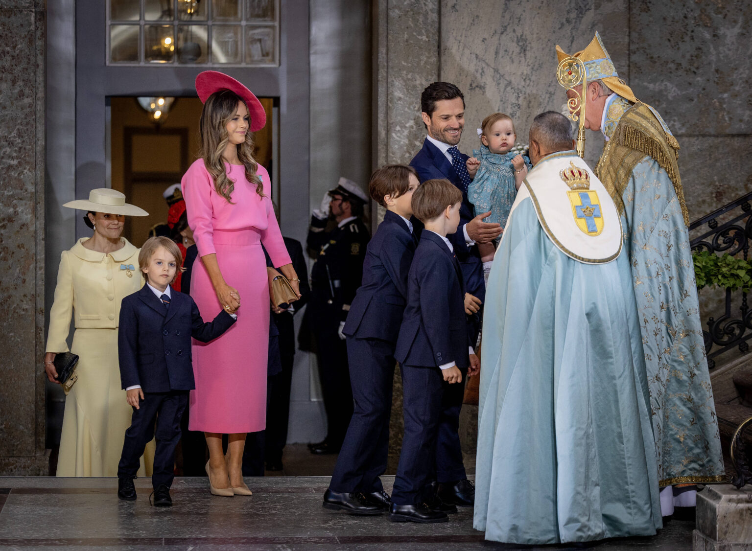 Prinzessin Sofia und Prinz Carl Philip mit ihren Söhnen Alexander, Gabriel und Julian von Schweden