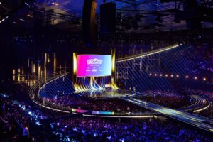 Bühne des Eurovision Song Contest 2026 in der Wiener Stadthalle