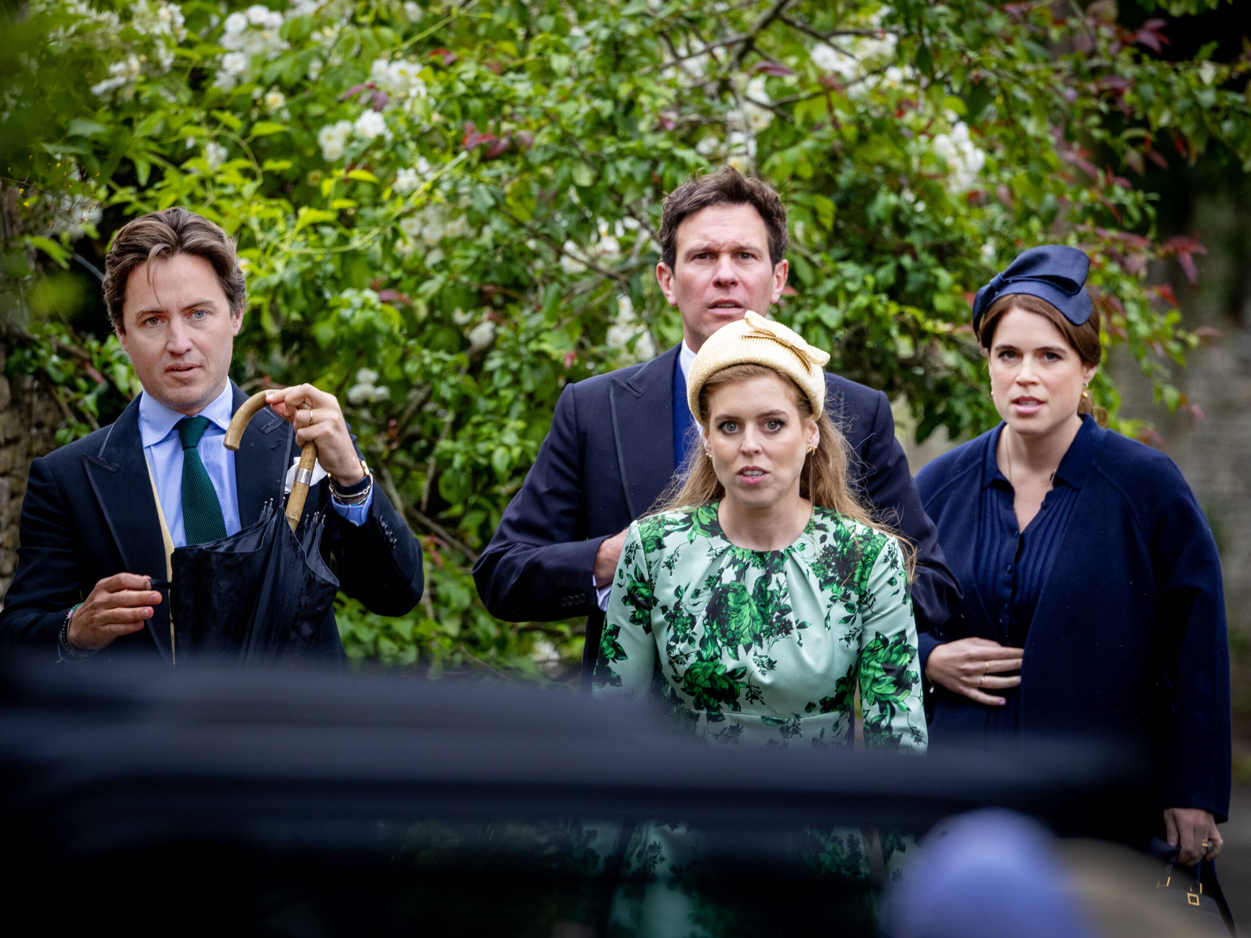 Jack Brooksbank, Prinzessin Eugenie, Edoardo Mapelli Mozzi und Prinzessin Beatrice bei einer Hochzeit im Juni 2026