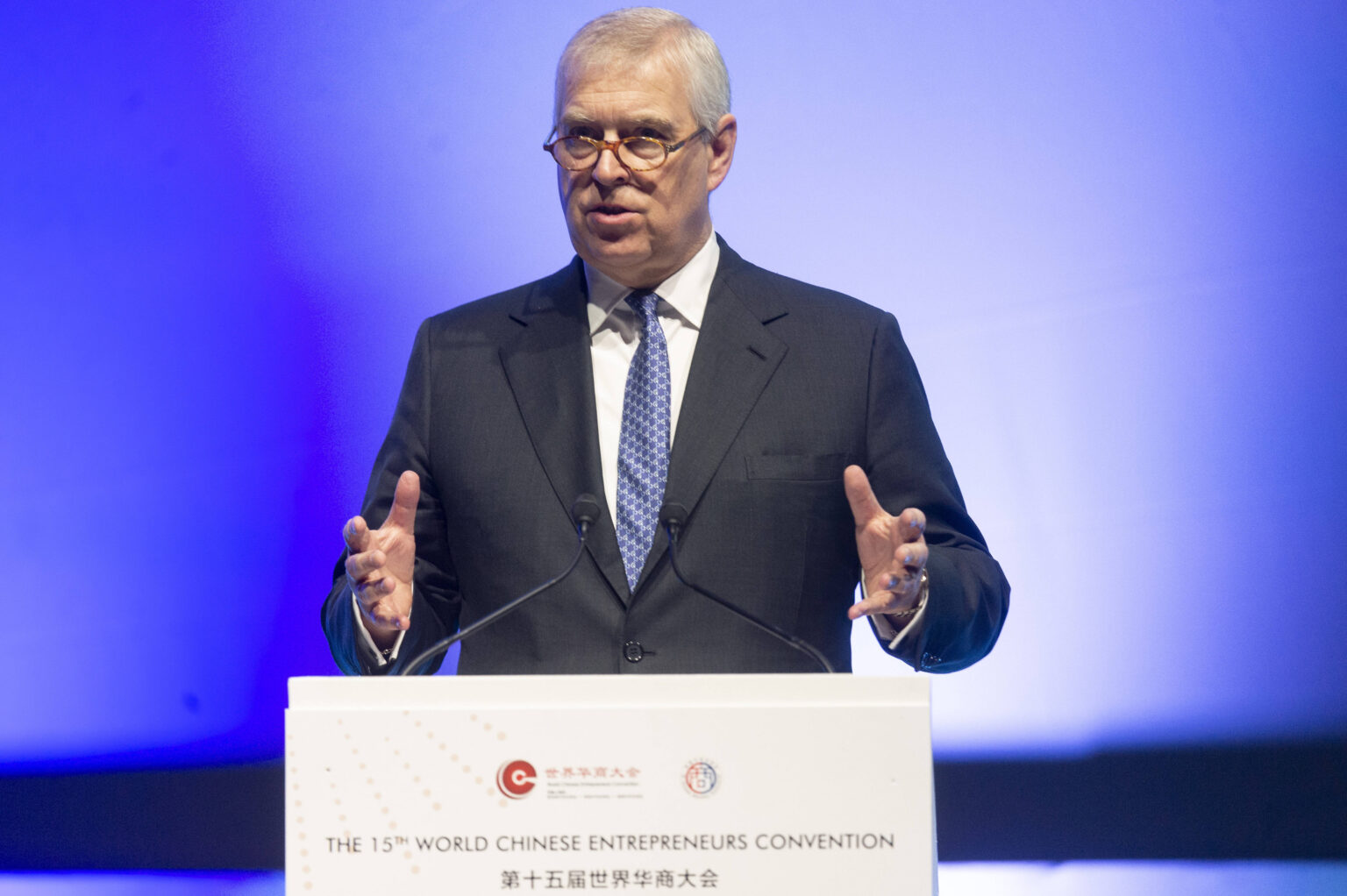 Andrew Mountbatten-Windsor, damals Prinz Andrew, Duke of York, bei einem öffentlichen Auftritt in London