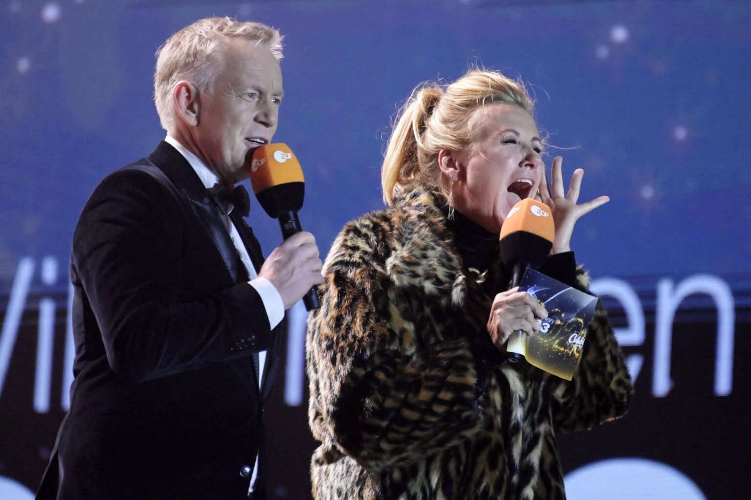 Andrea Kiewel und Johannes B. Kerner moderieren die ZDF-Silvestershow am Brandenburger Tor in Berlin
